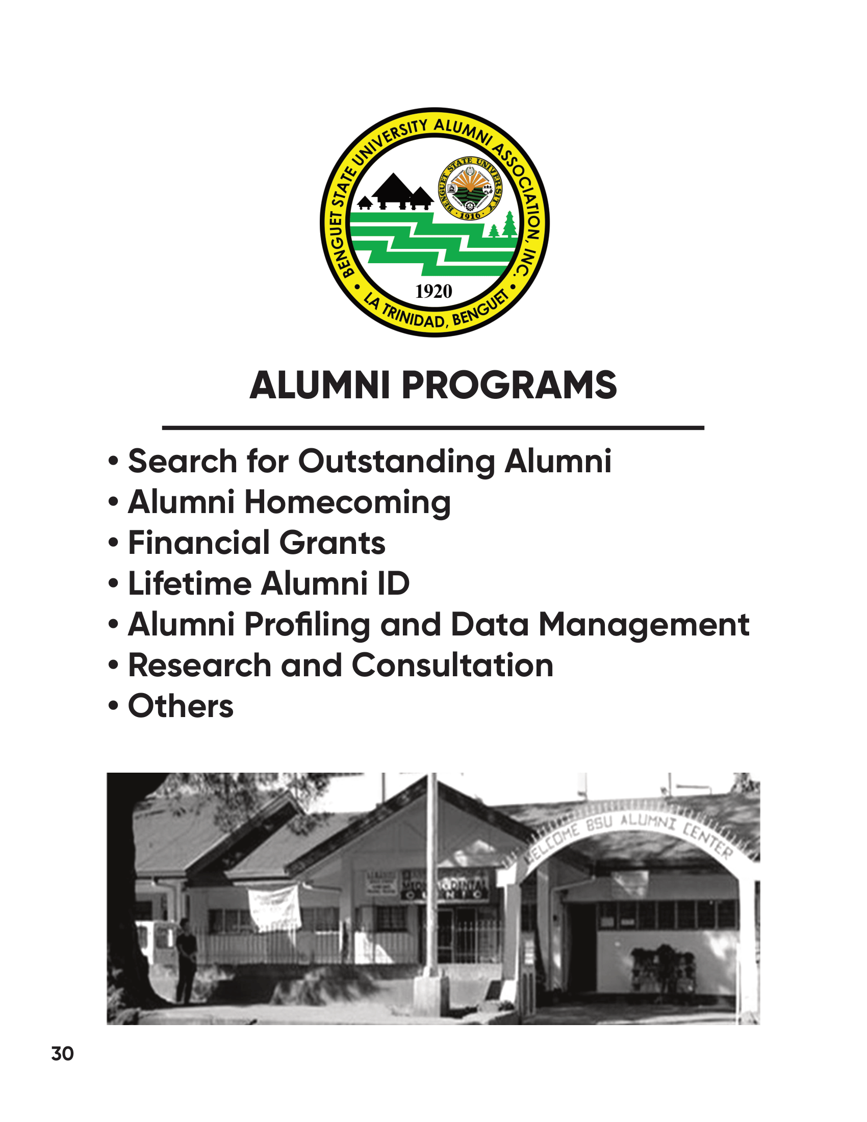 Benguet State University Alumni Association, Inc. Programs and Services